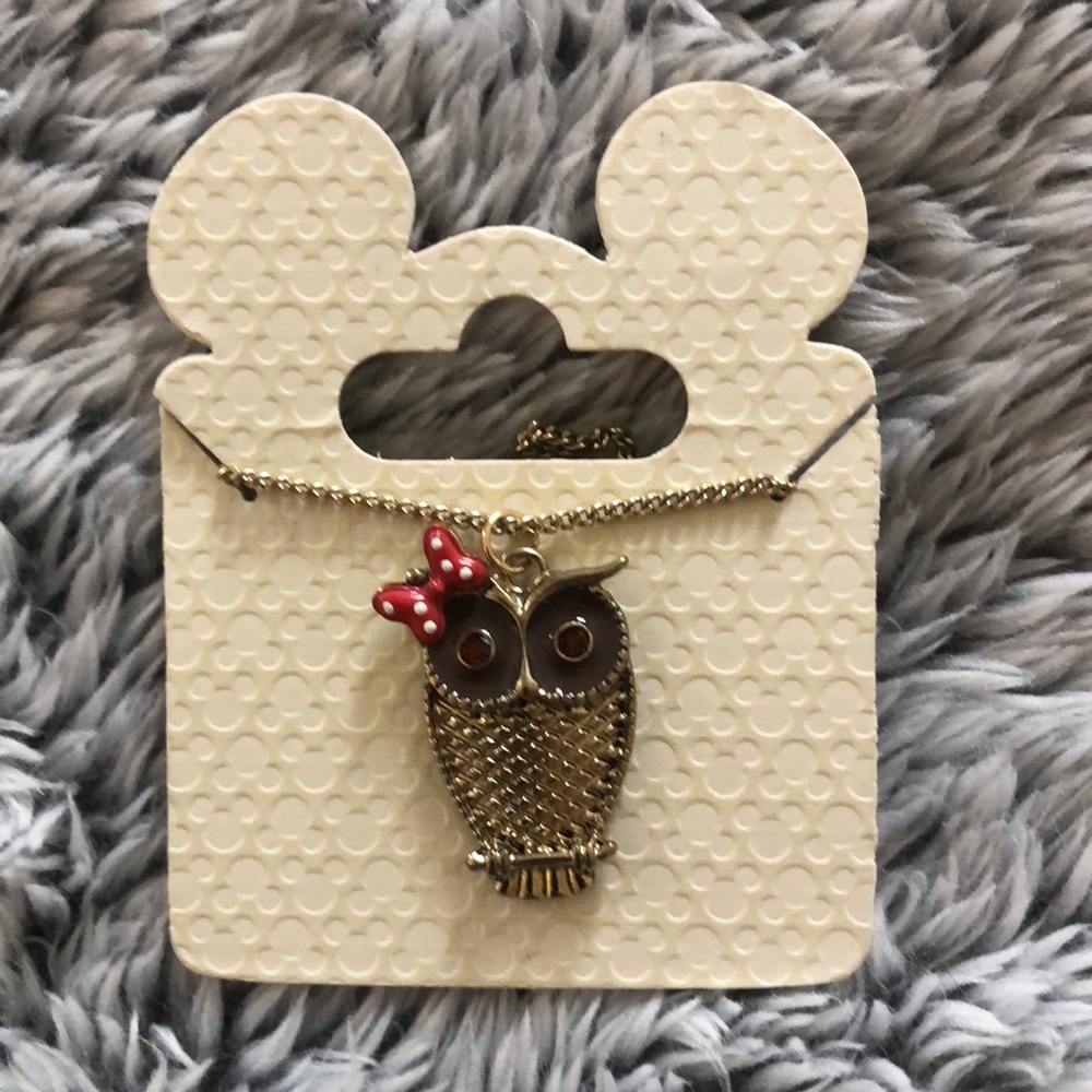 NWT Disney Owl Necklace with Minnie Bow